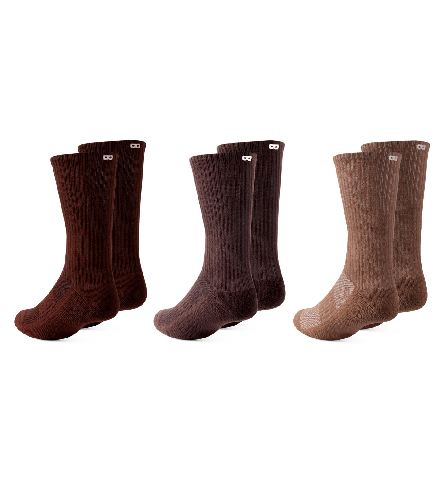 BOWO CUSHION Ribbed Crew 3 PACK - NEUTRALS Dark slate gray, Rosy brown, Black, Gray, Black, Dark olive green, Black, Dim gray, Tan