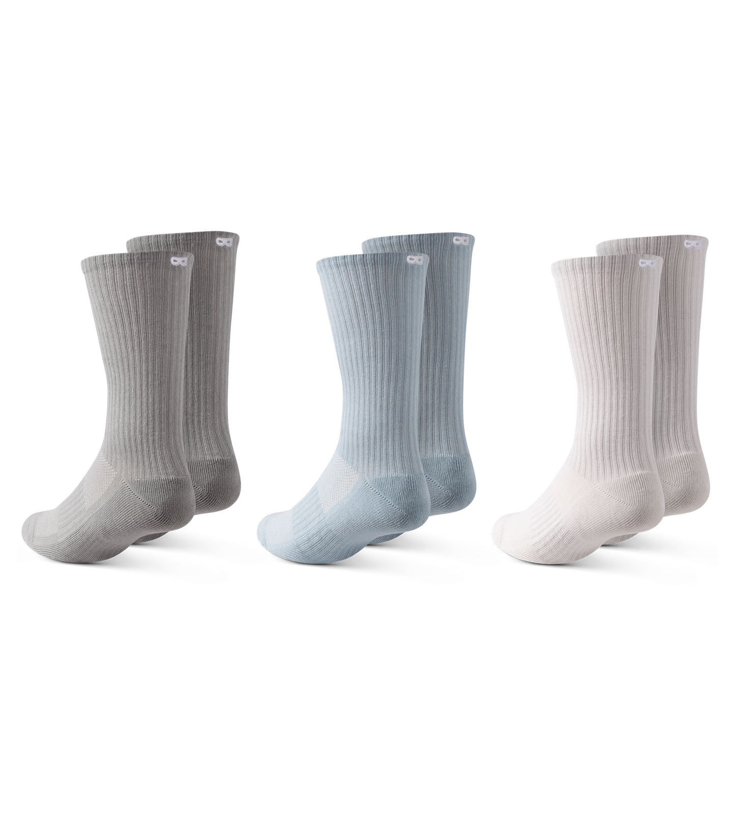 BOWO CUSHION Ribbed Crew 3 PACK - NEUTRALS Dark Gray, Black, Dim gray, Silver, Gray, Gains boro, Dim gray, Light Gray, Dark Gray