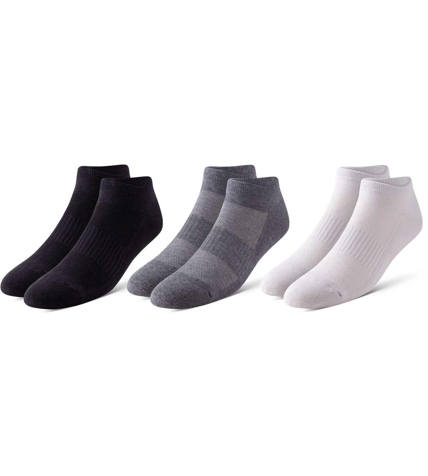 BOWO CUSHION Low-Cut 3 PACK - NEUTRALS Dark slate gray, Black, Silver, Dark Gray, Black, Dim gray, Gains boro, Gray, Dark slate gray