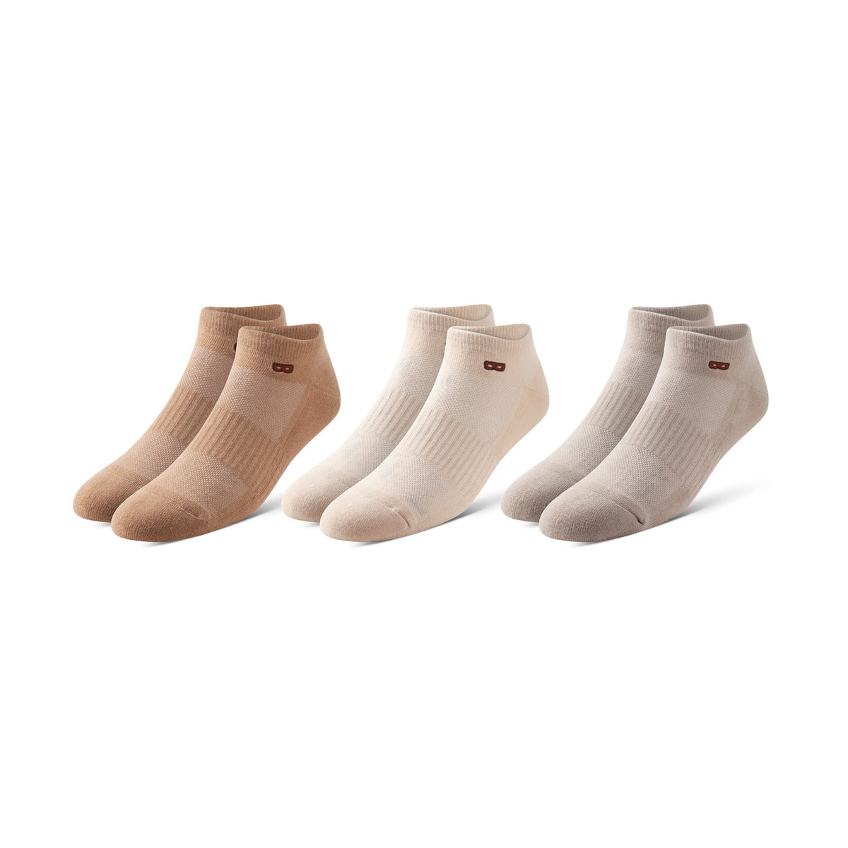 BOWO Cushion Low-Cut Socks, 3-Pack, Black and White