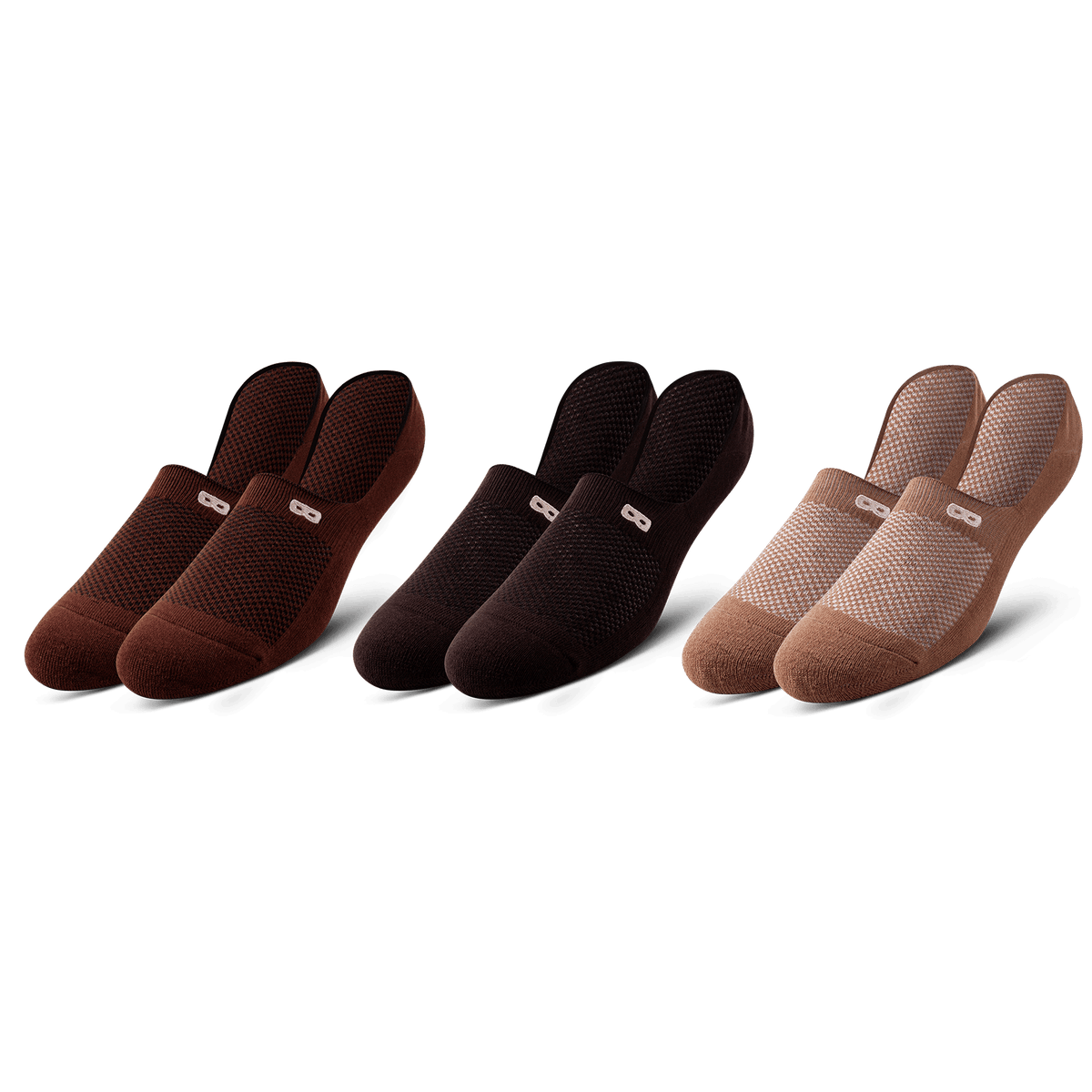 BOWO Cushion No Show Socks, 3-Pack, Mineral Red and Dark Blush