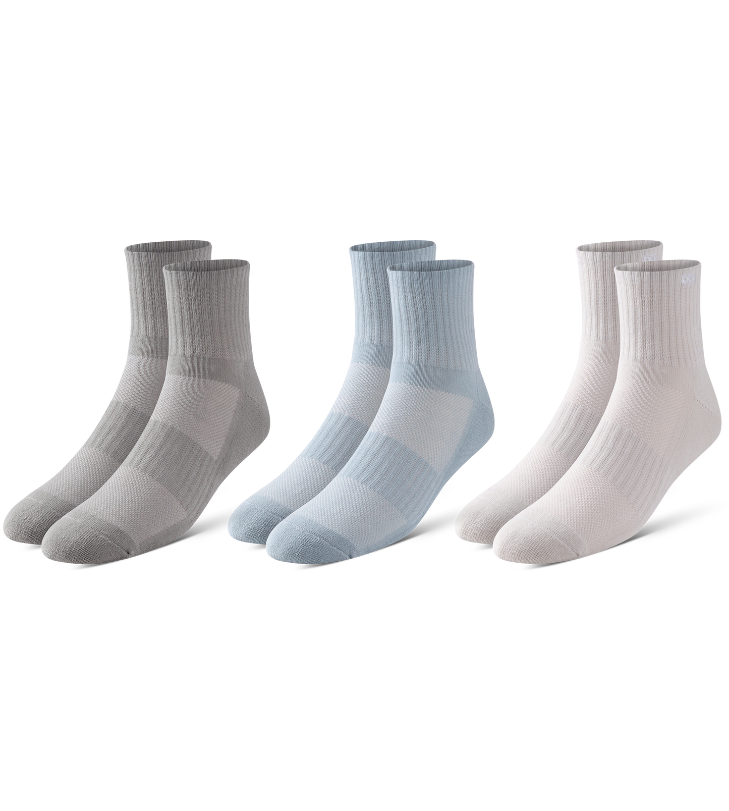 BOWO CUSHION ANKLE 3 PACK - NEUTRALS Whitesmoke, Lights late gray, Black, Silver, Silver, Dark Gray, Dim gray, Gains boro, Gray