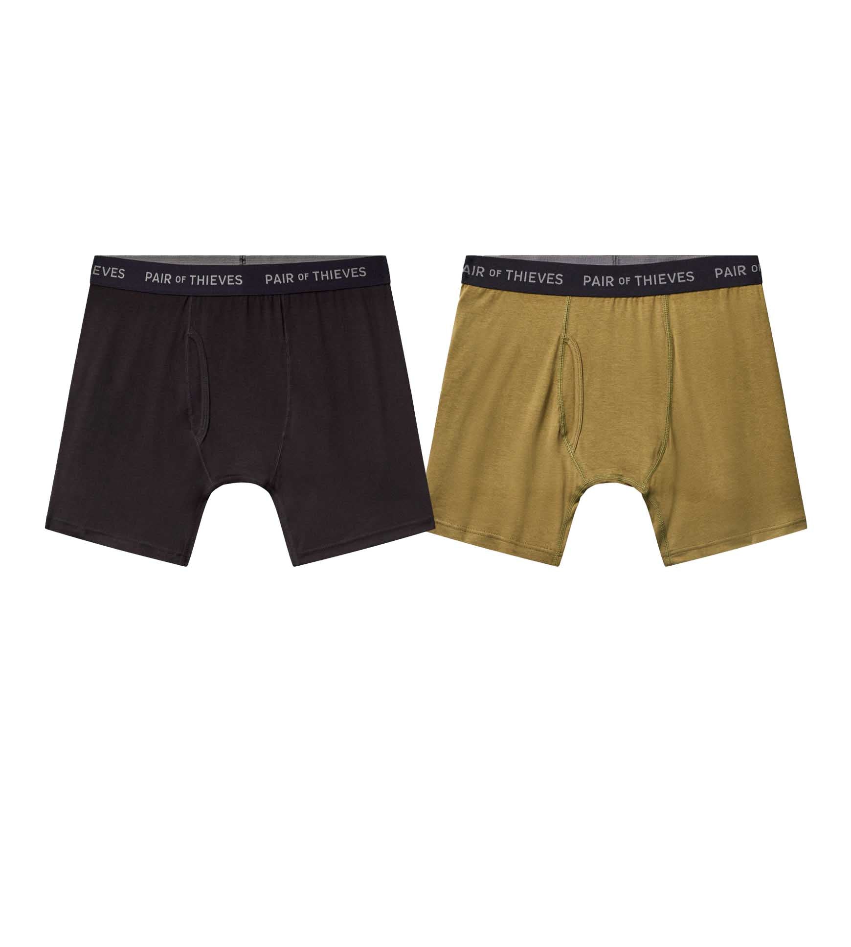 SuperSoft Boxer Briefs 2 Pack - Black/Seaweed - Pair of Thieves