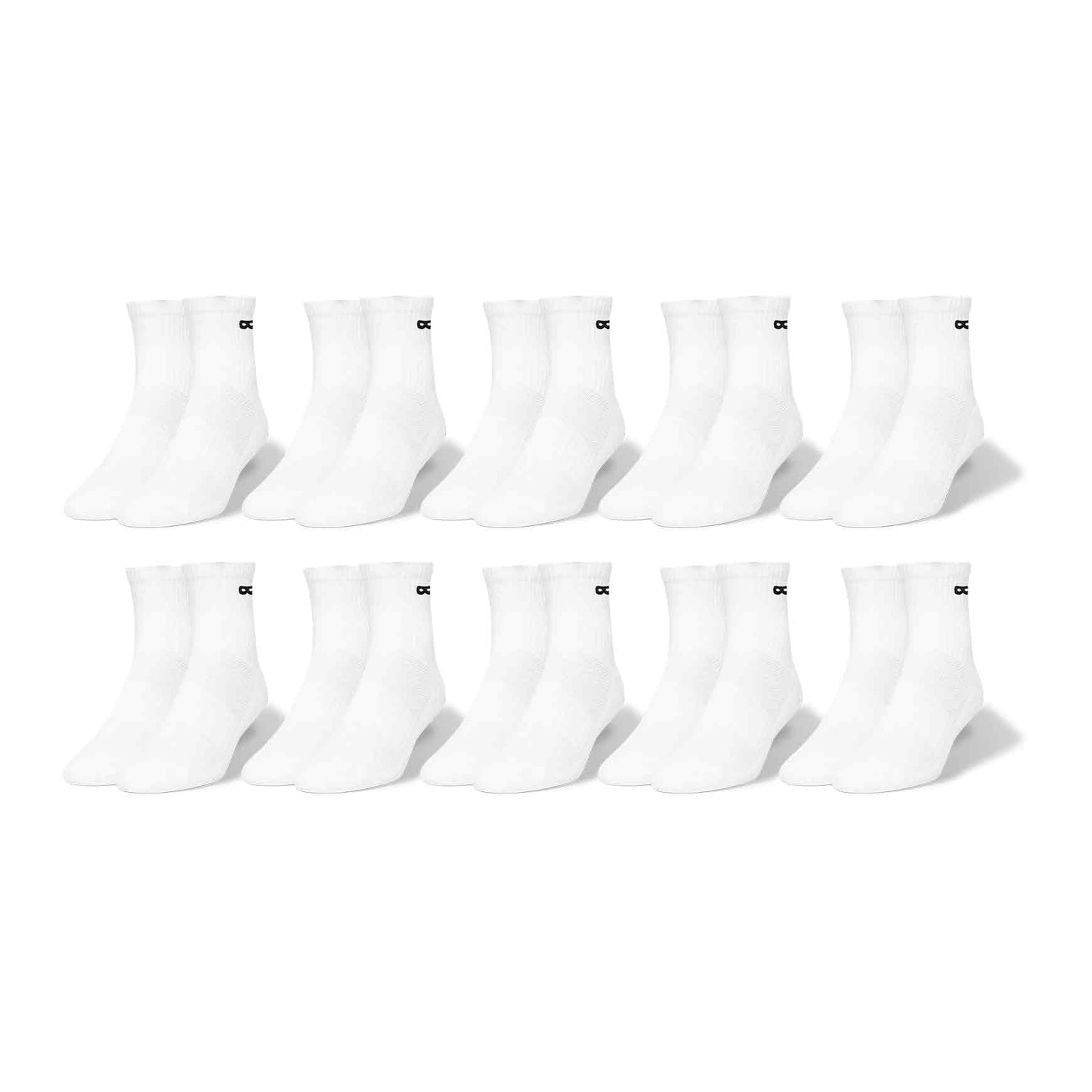 BOWO Cushion Ankle Socks, 10-Pack, Neutrals