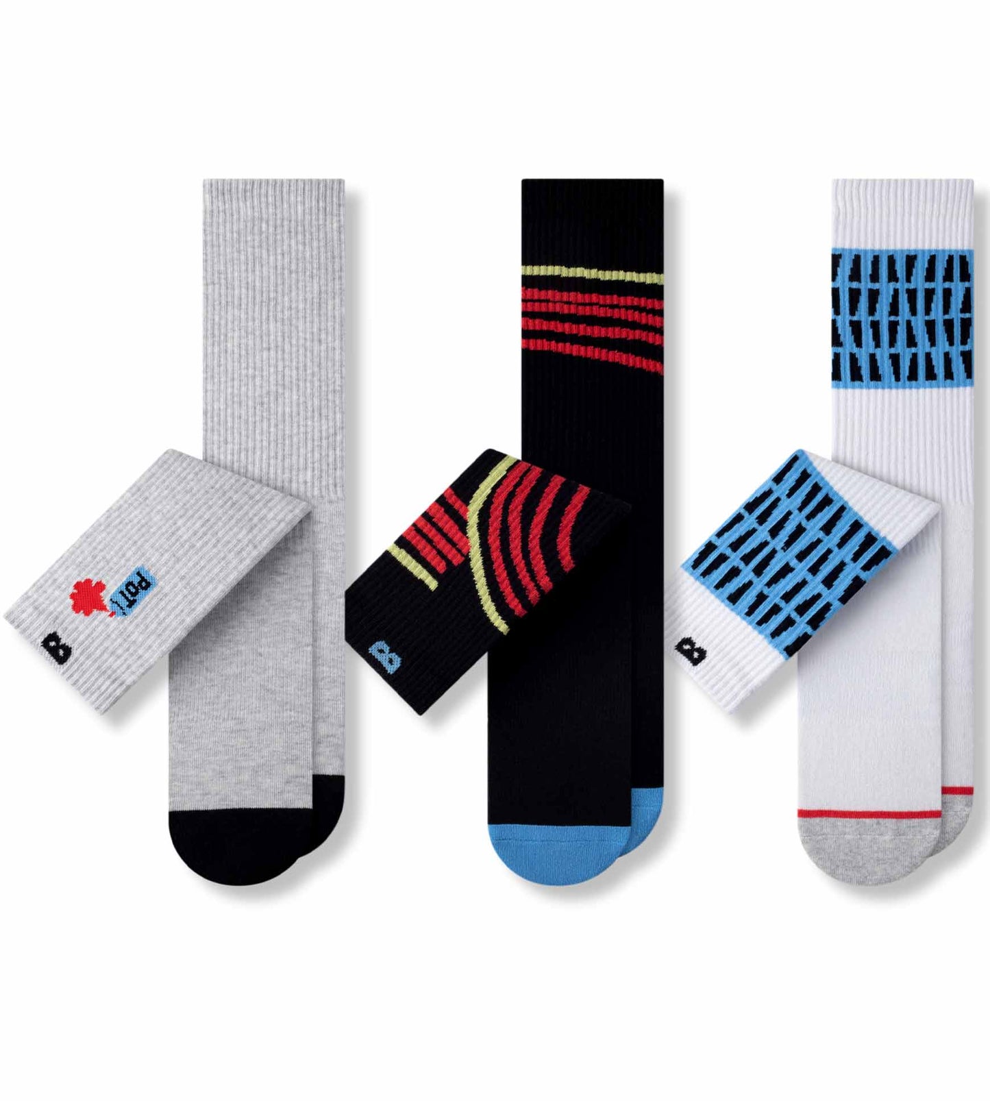 Cushion Crew Socks 3 PACK White, Black, Dark Gray, Fire brick, Gains boro, Steel blue, Dark slate gray, Silver, Gray, Cornflower blue