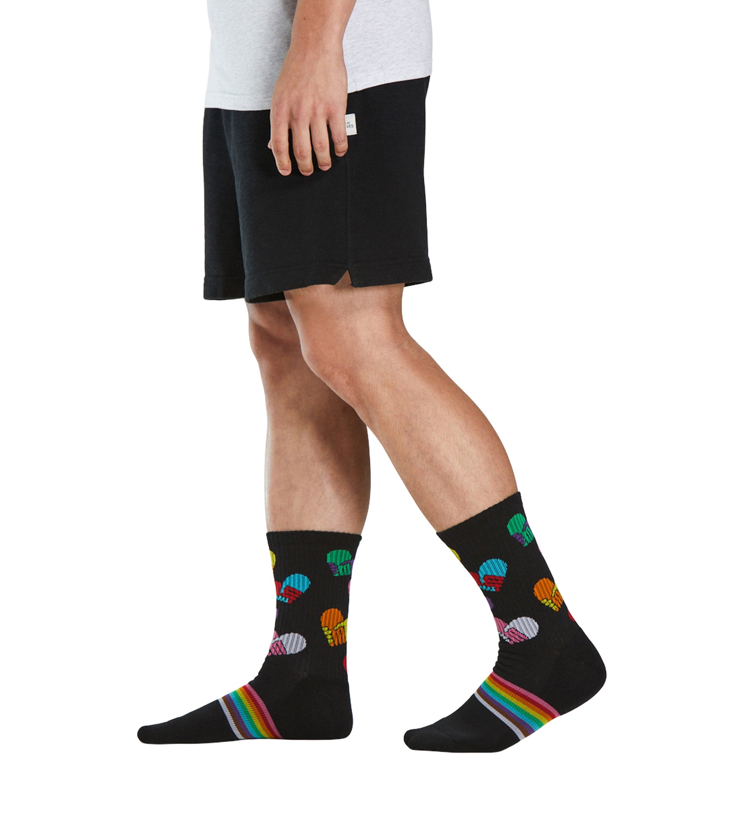 Cushion Crew Sock - PRIDE containing the colors Dark slate gray, Tan, Dark goldenrod, Sienna, Gains boro, Dark cyan, Saddle brown, Black, Rosy brown