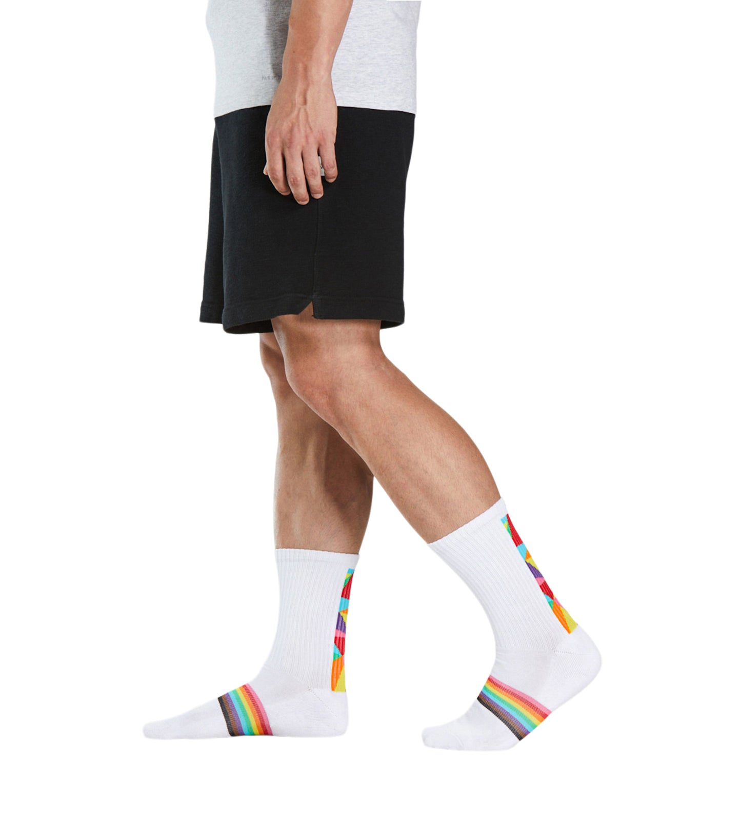 Cushion Crew Sock - PRIDE containing the colors Indian red, Black, Gains boro, Rosy brown, Dark olive green, Tan, Medium aquamarine, Tomato, Lavender