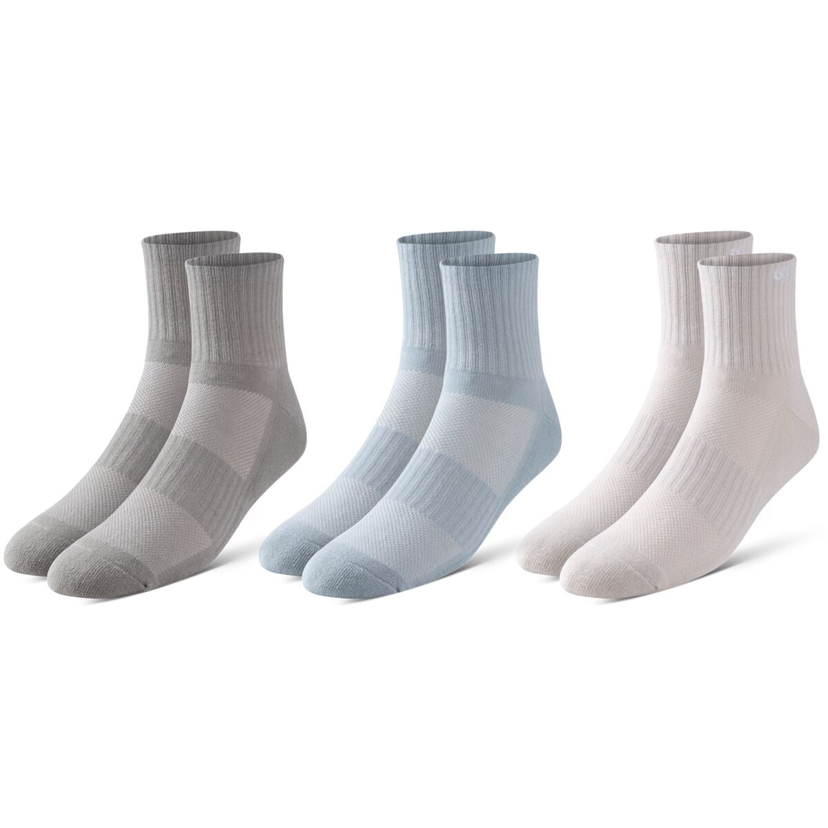 BOWO Cushion Ankle Socks, 3-Pack, Black and White