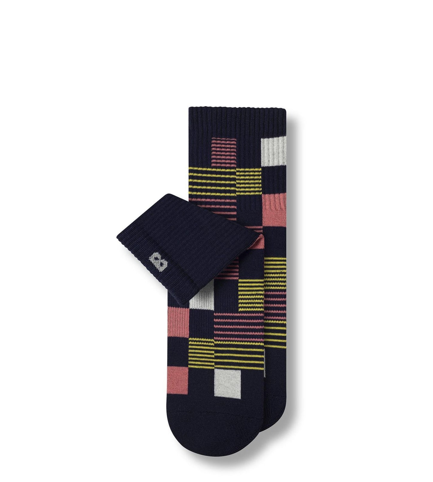 Cushion Ankle Socks patterned, grey and dark navy