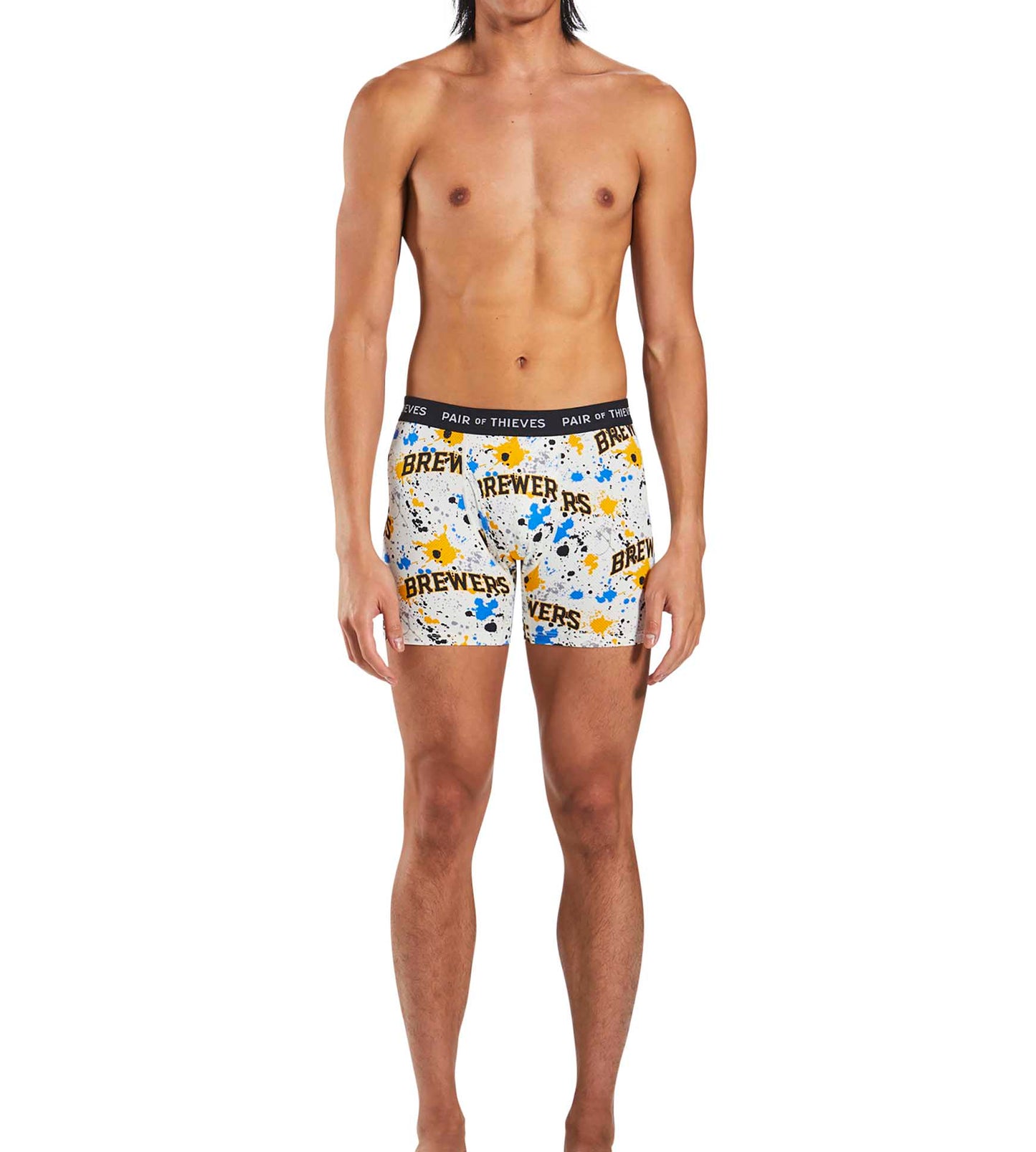 MLB Milwaukee Brewers SuperFit Boxer Brief 2 Pack containing the colors Peru, Sienna, Tan, Royal Blue, Gains boro, Dark salmon, Black, Indian red, Goldenrod