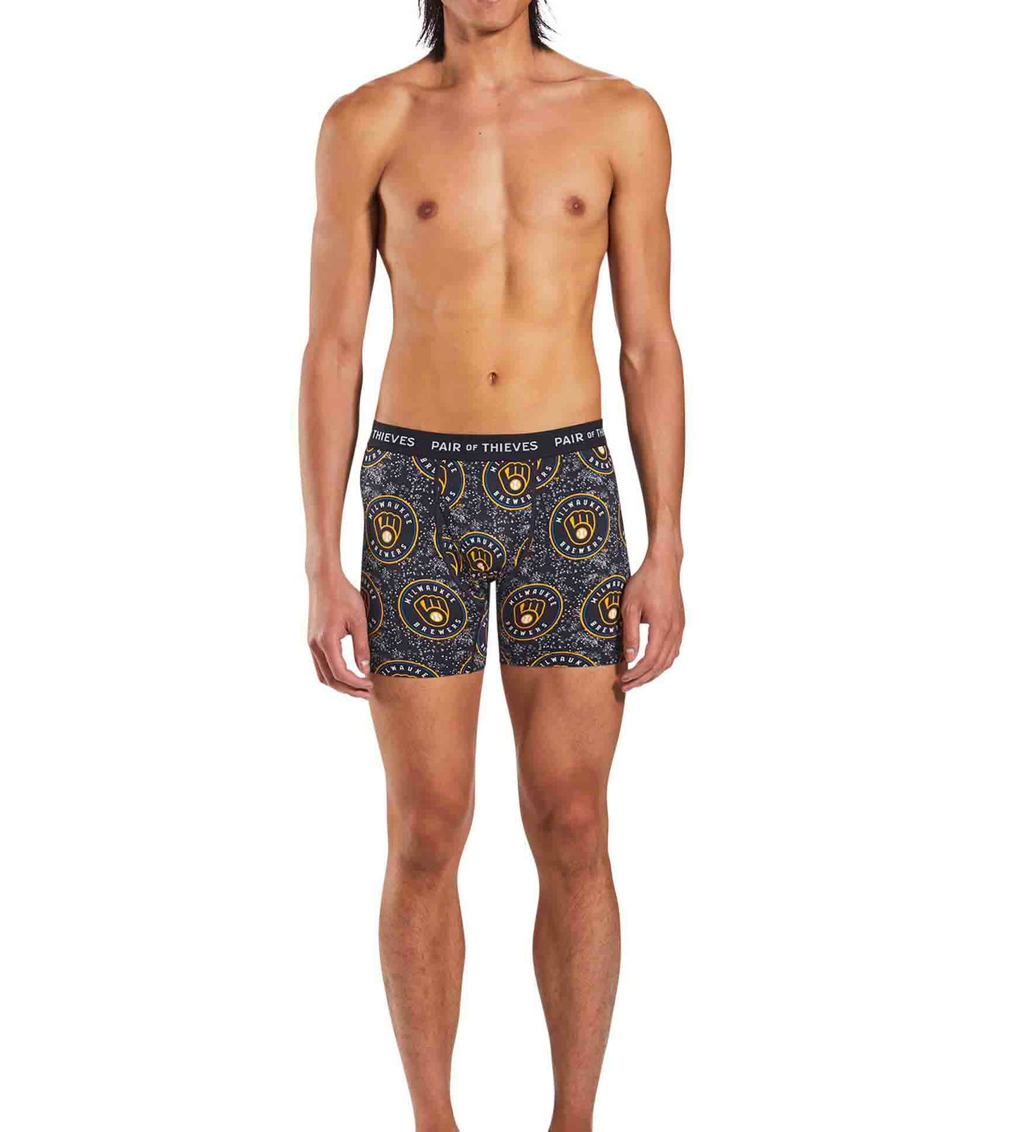 MLB Milwaukee Brewers SuperFit Boxer Brief 2 Pack containing the colors Dark slate gray, Peru, Sienna, Silver, Black, Sienna, Dim gray, Dark salmon, Dark salmon