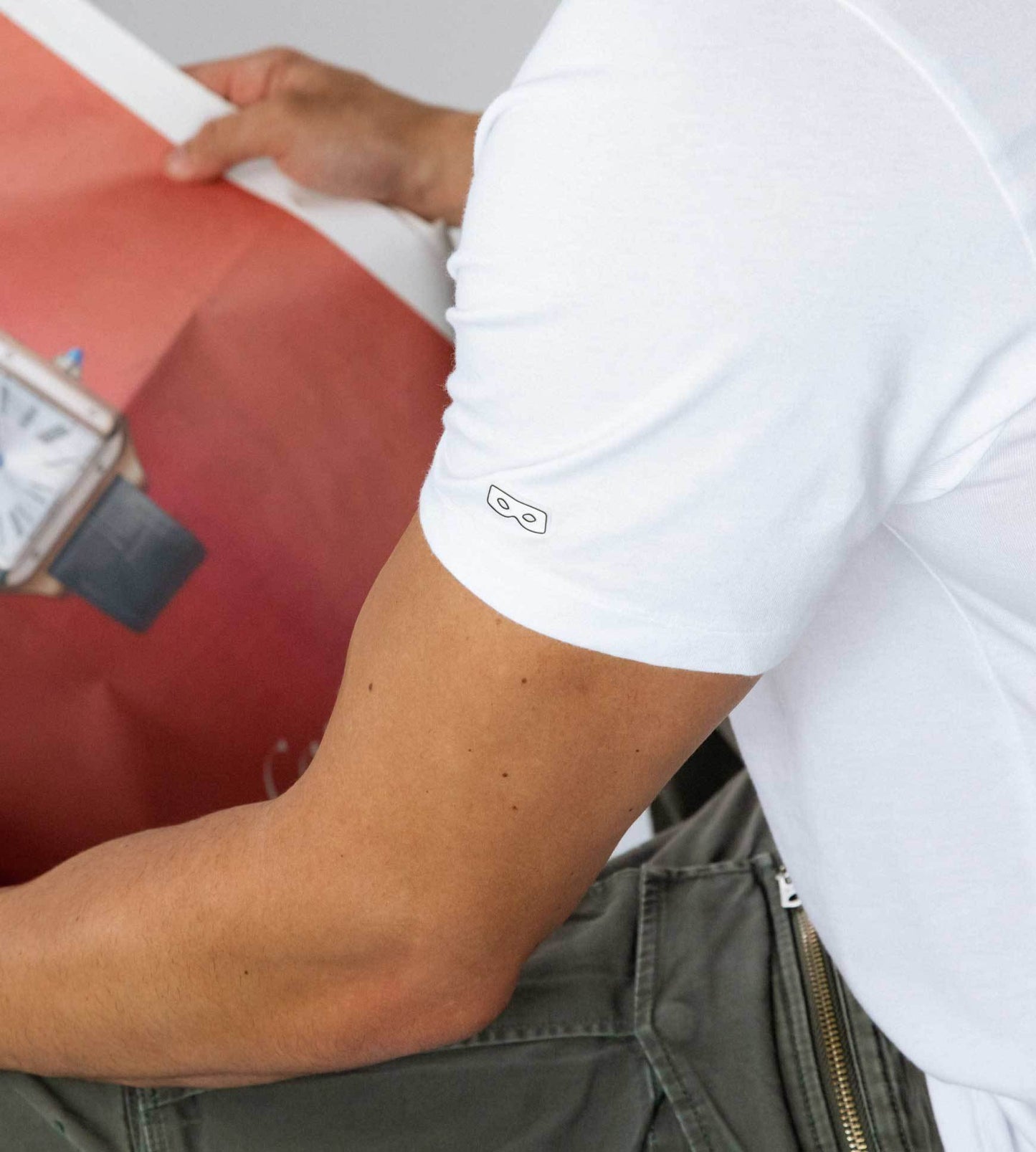 The Classic White Mega Soft Crew Neck Tee silicone trim