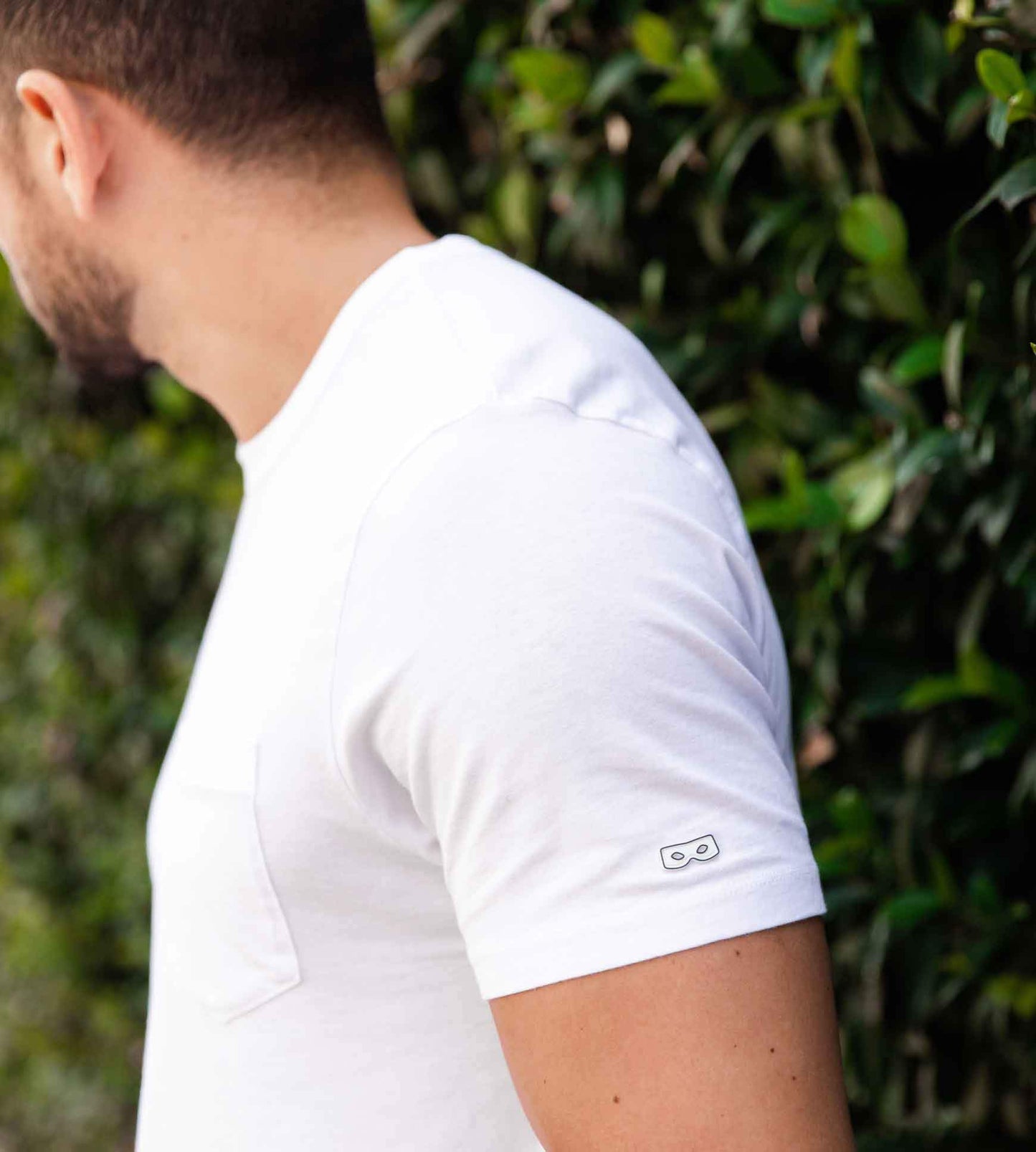 The Classic White Mega Soft Crew Neck Pocket Tee silicone trim