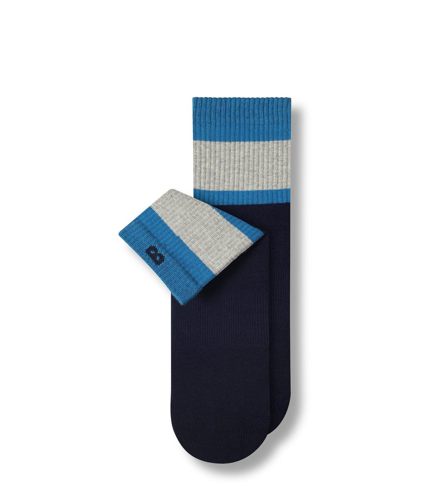 Cushion Ankle Socks patterned, grey and dark navy
