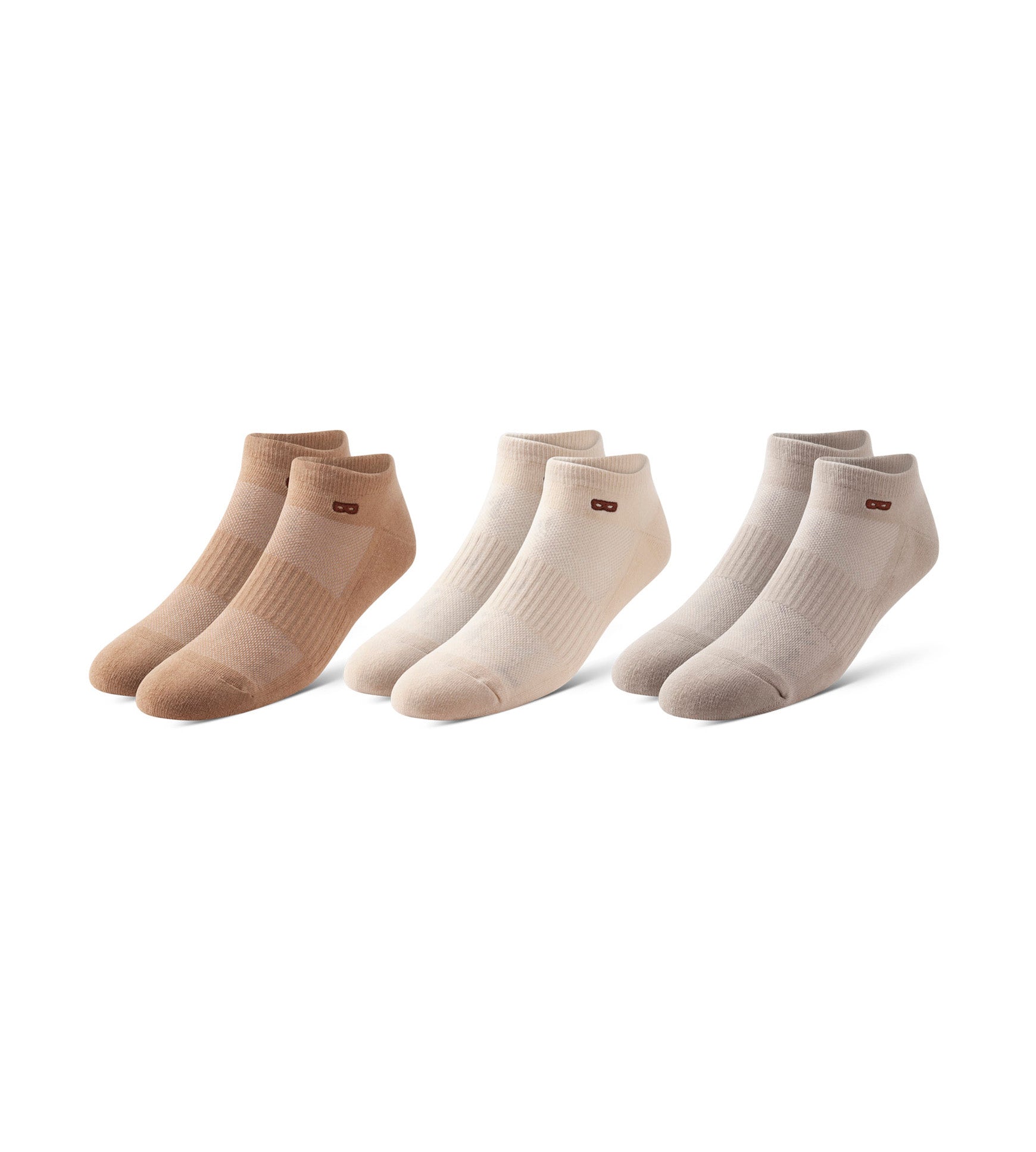 Bowo Cushion Low Cut Taupe Socks 3 Pack Pair of Thieves