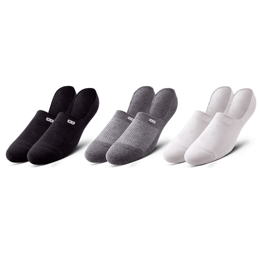 BOWO Cushion No Show Socks, 3-Pack, Neutrals