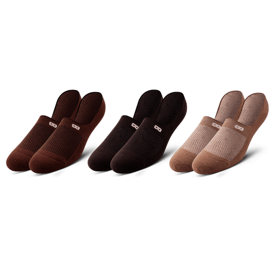 BOWO Cushion No Show Socks, 3-Pack, Mineral Red and Dark Blush