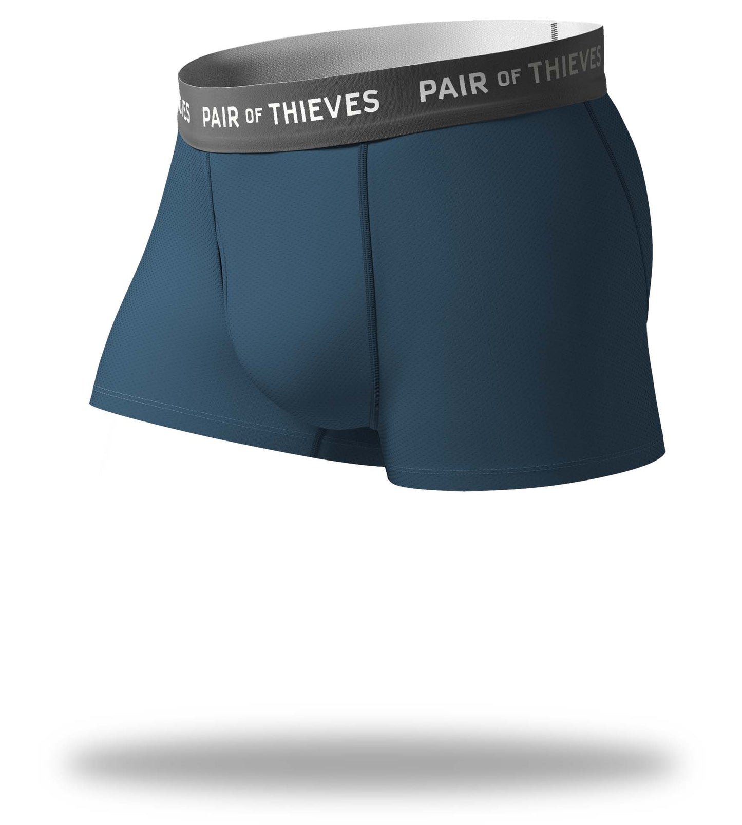 SuperFit Trunks, blue with white logo on grey waistband