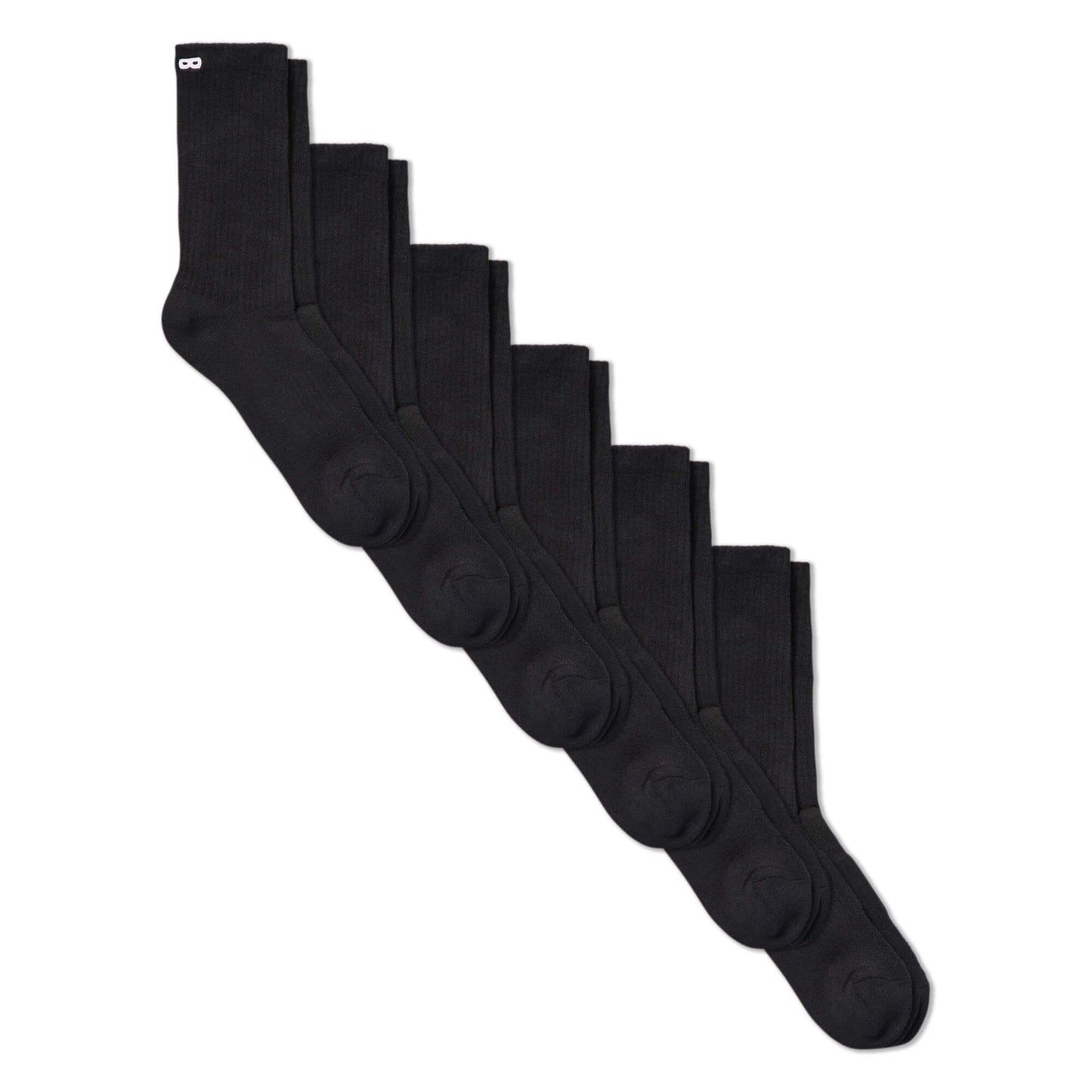 BOWO Cushion Crew Socks, 6-Pack, Black