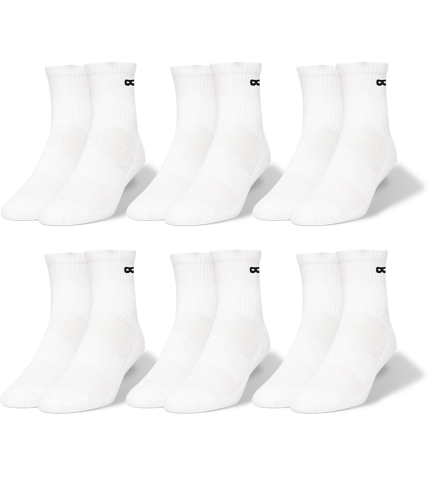 BOWO Cushion Ankle Socks, 6-Pack, Neutrals