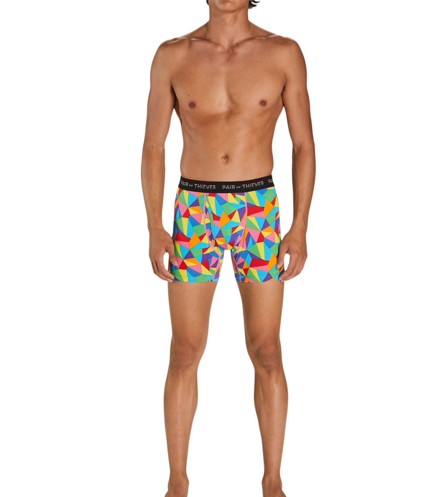 Superfit Boxer Briefs - PRIDE colors consists of Sienna, Dark salmon, Medium turquoise, Dark slate gray, Peru, Dark sea green, Dark slate blue, Goldenrod, Crimson