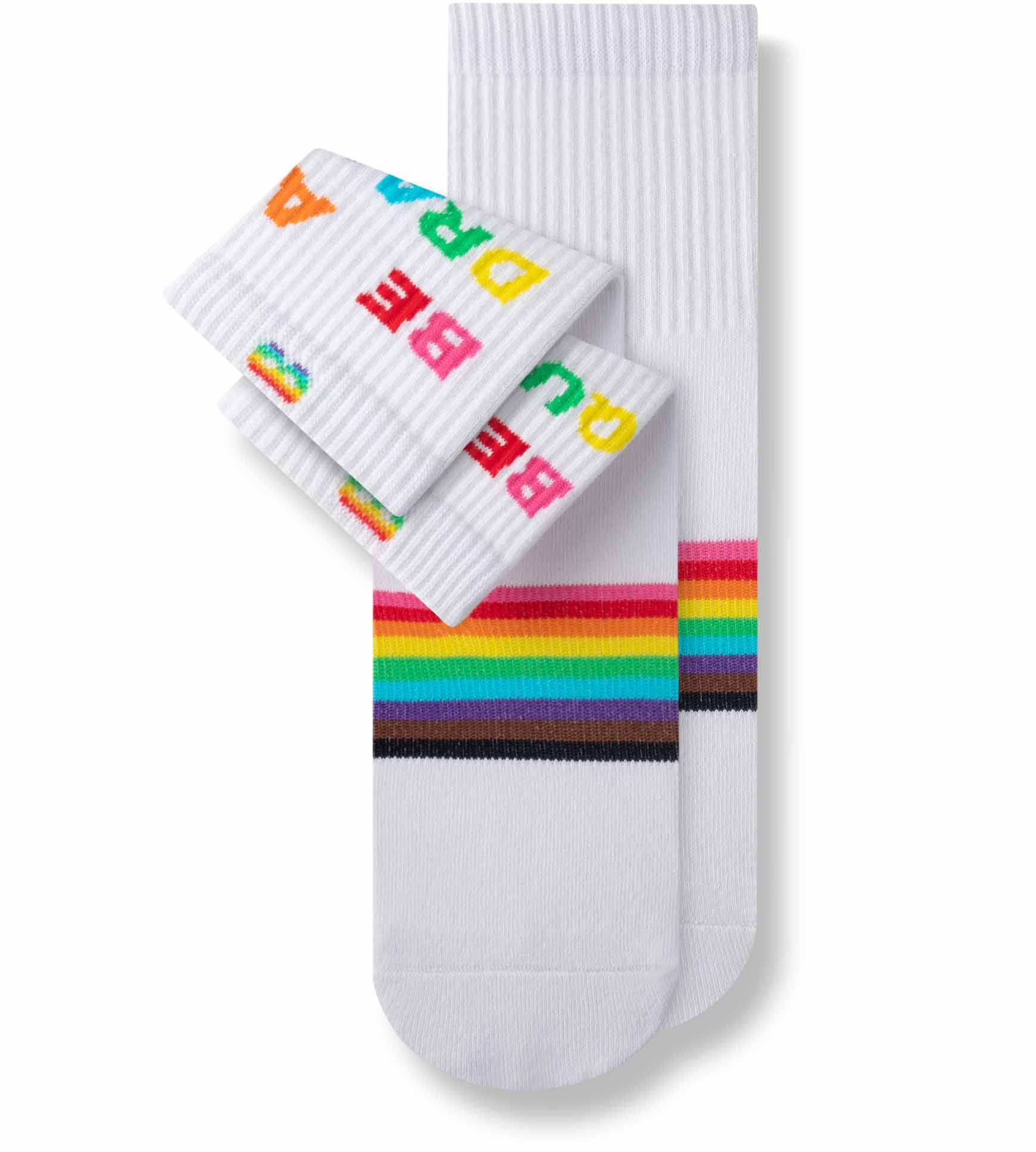 Cushion Ankle Sock - PRIDE containing the colors White, Dark slate gray, Gains boro, Dark Gray, Goldenrod, Dark turquoise, Light Gray, Fire brick, Medium sea green, Pale violet red