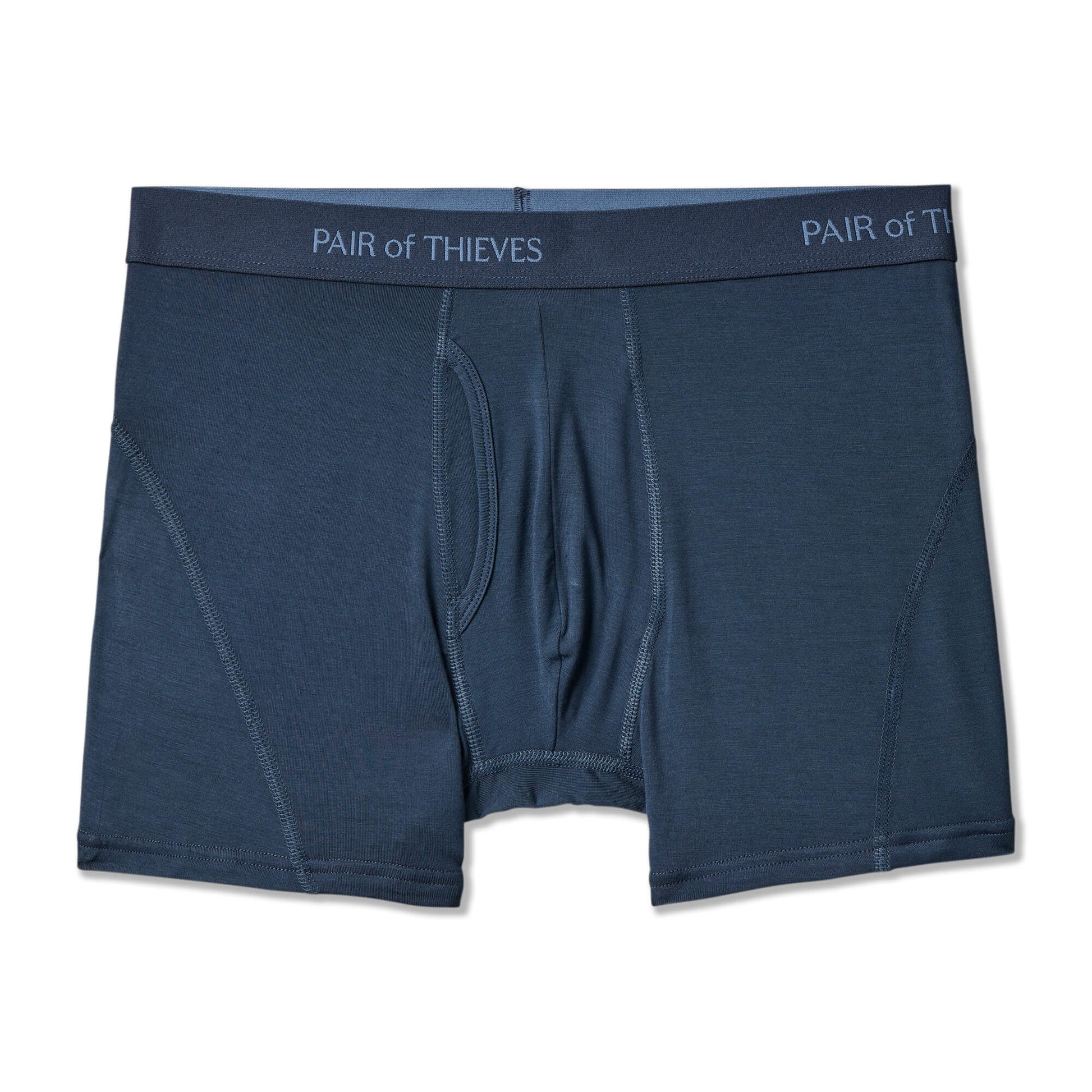 Blue men's underwear with 'Pair of Thieves' branding on a white background