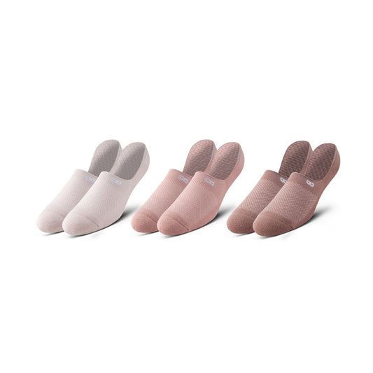 BOWO Cushion No Show Socks, 3-Pack, Mineral Red and Dark Blush