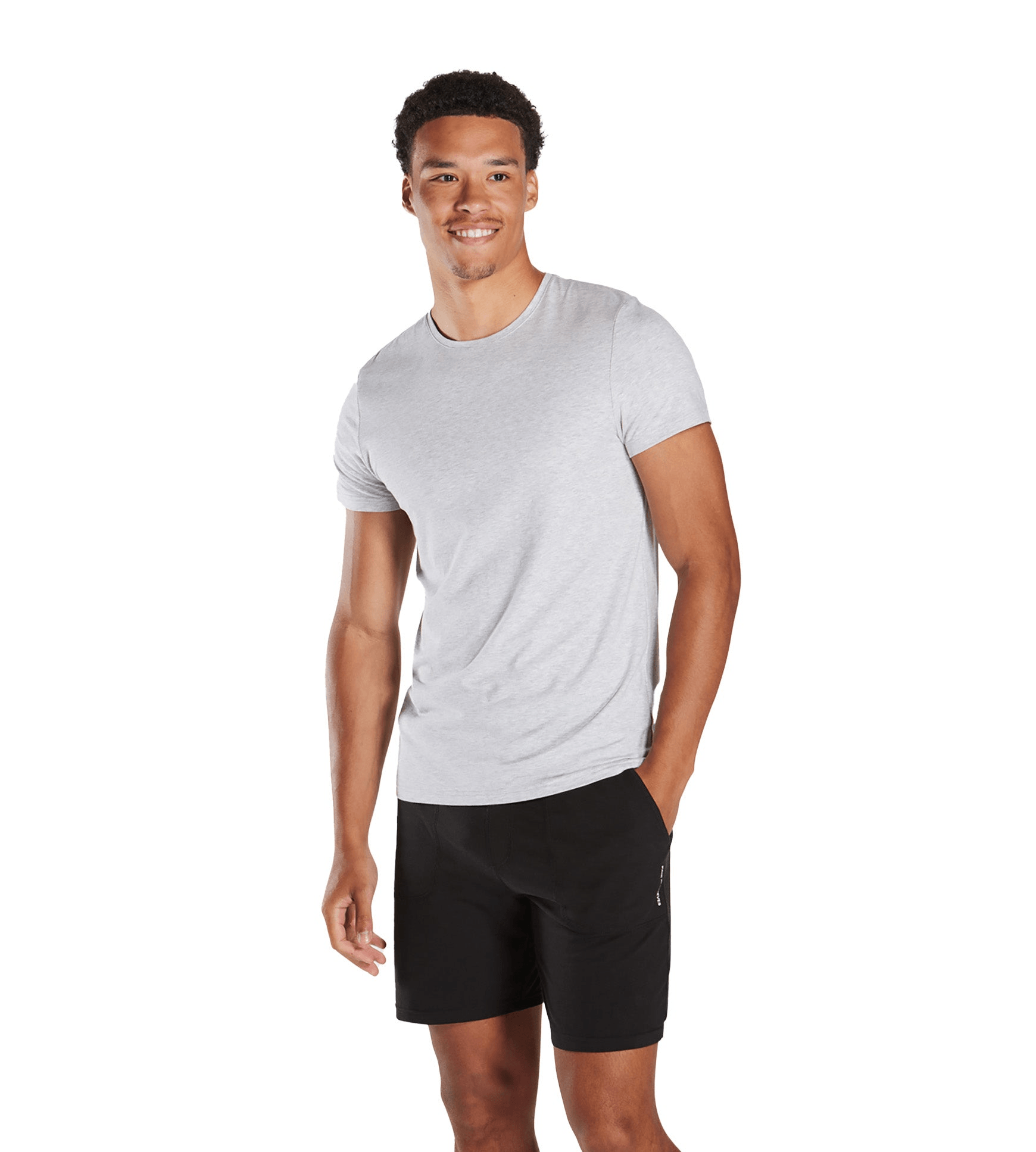 Man wearing SuperSoft Crew Neck Undershirt, 2-Pack, Gray
