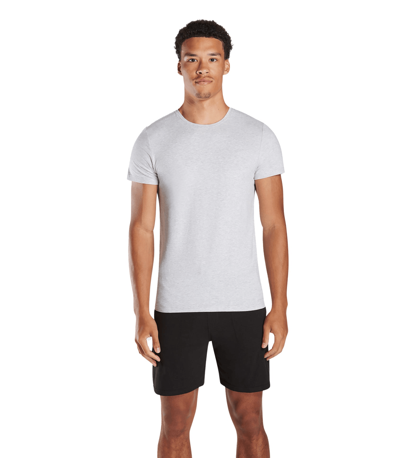 Man wearing SuperSoft Crew Neck Undershirt, 2-Pack, Gray