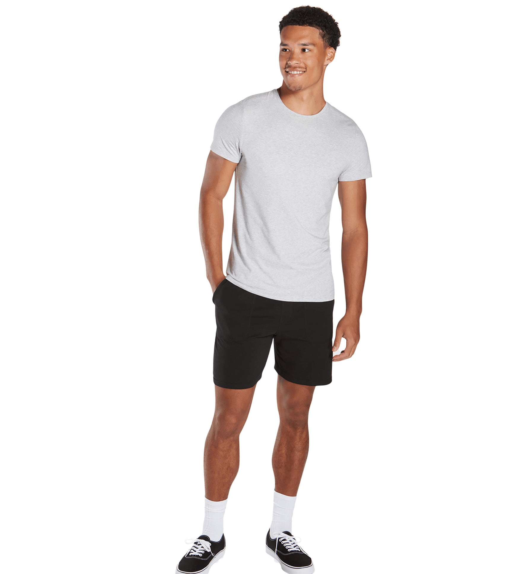 Man wearing SuperSoft Crew Neck Undershirt, 2-Pack, Gray
