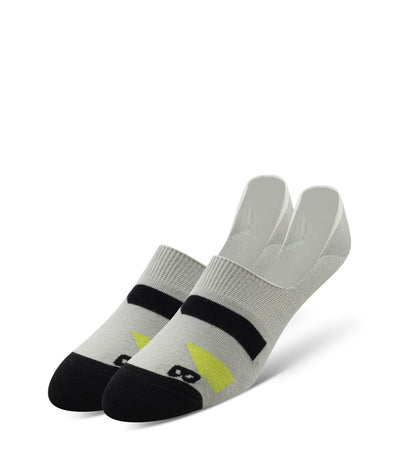 No Show Socks 3 Pack, black rectangle and green triangle on light grey