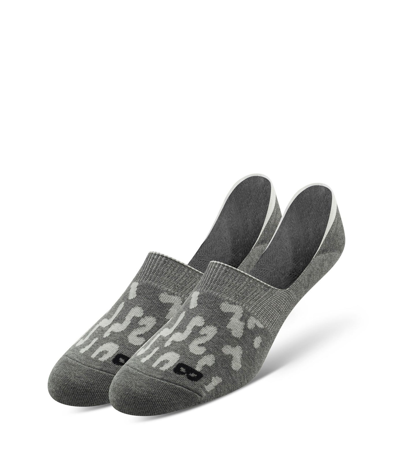 No Show Socks 3 Pack, light grey squiggles on grey