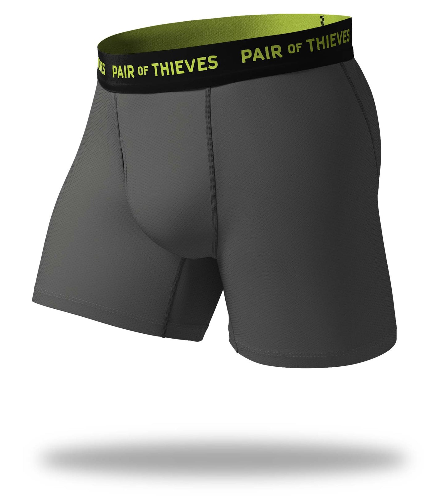 SuperFit Boxer Briefs 2 Pack, grey with lime logo on black waistband