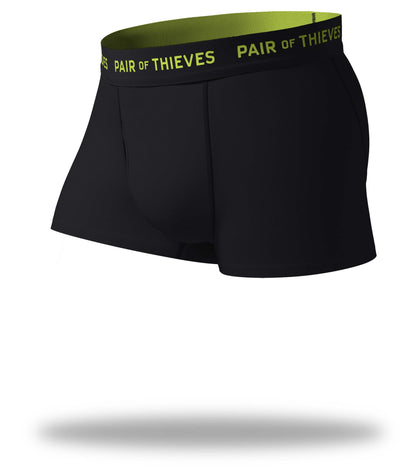 SuperFit Trunks, black with lime green logo on black waistband