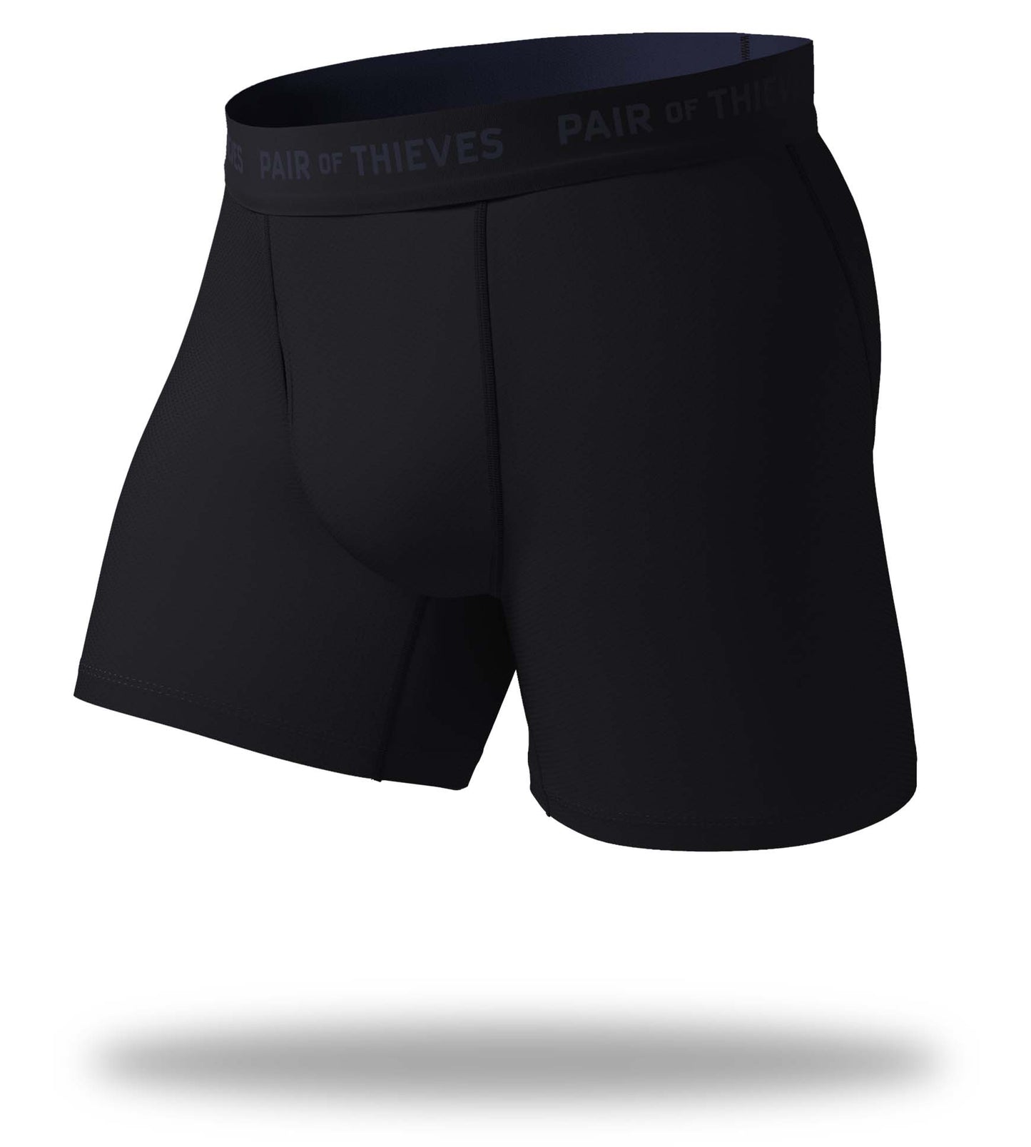 SuperFit Boxer Briefs, black with navy logo on black waistband
