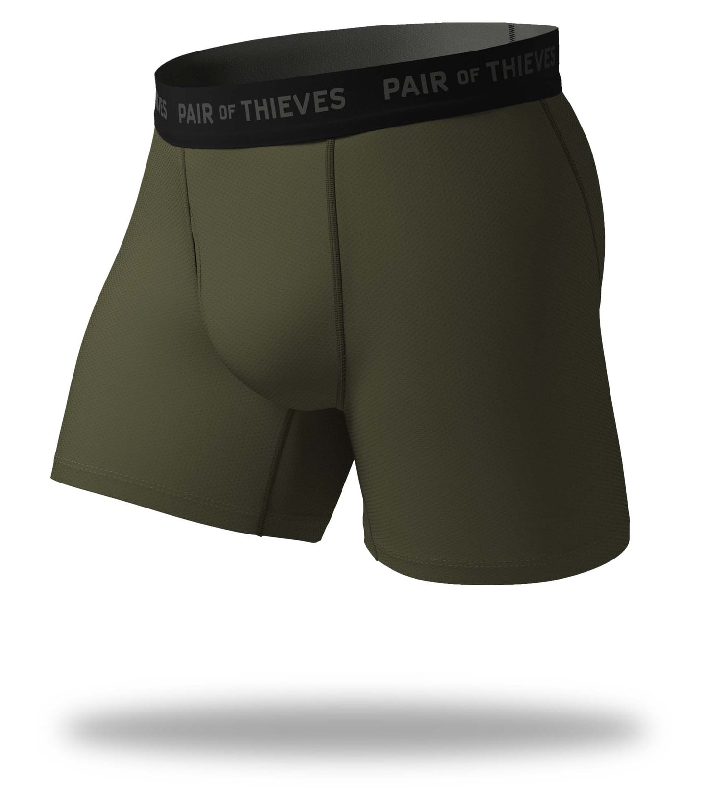 SuperFit Boxer Briefs, seaweed green with grey logo on black waistband