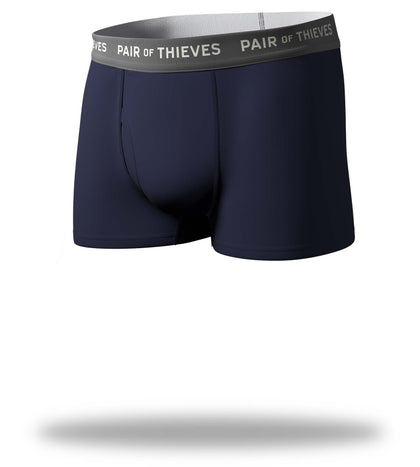supersoft blue trunk, blue with white logo on gray waistband