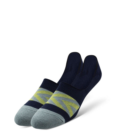Cushion No Show Socks 3 Pack, green and light blue arrows on navy