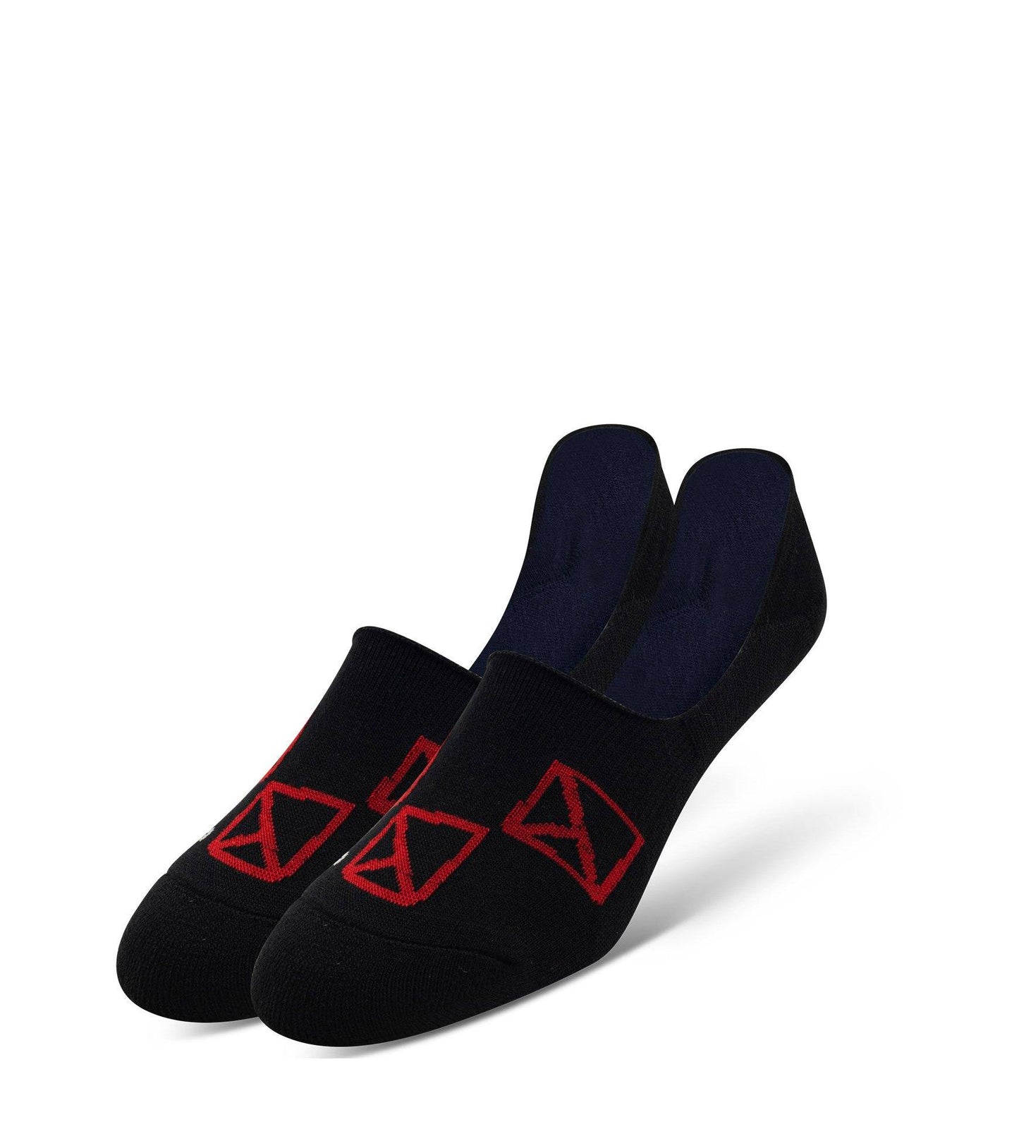 Cushion No Show Socks 3 Pack red boxes on black