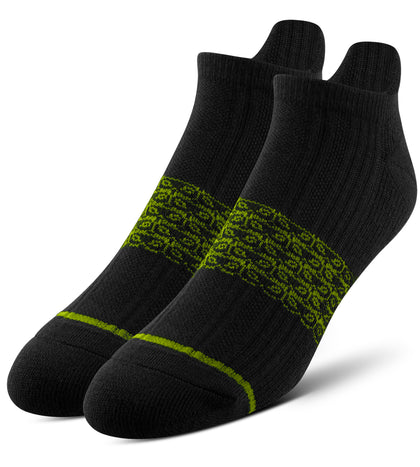 Men’s Cushion Low Cut Socks 6 Pack, black with lime green