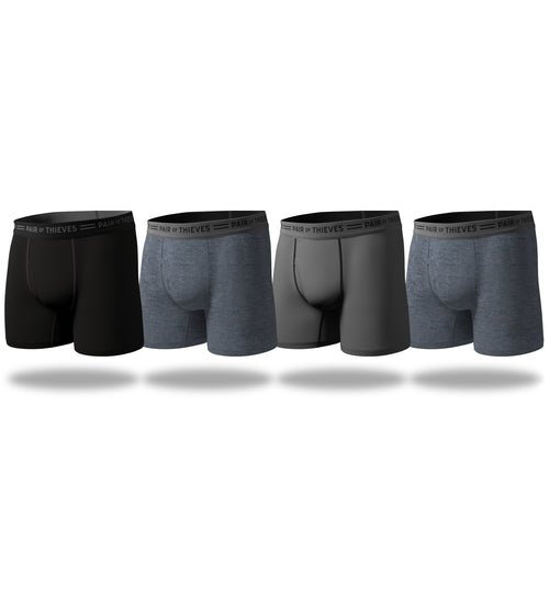 Men's Underwear Every Day Kit Boxer Brief 4 Pack Heather Grey/Black/Purple