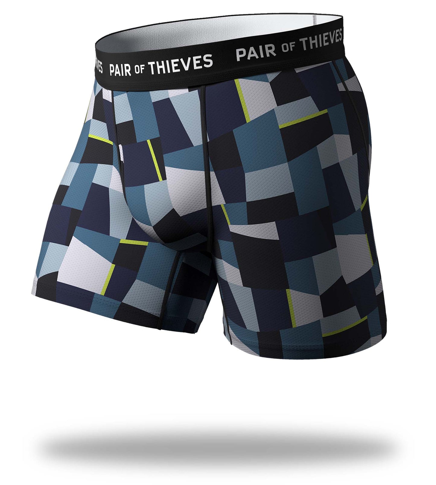 SuperFit Boxer Briefs 2 Pack, blue and black geometric pattern