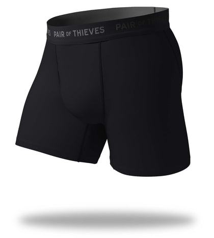 SuperFit Boxer Briefs, black with grey logo on black waistband