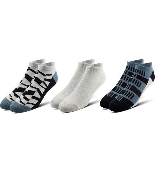 Men’s cushion low cut socks 3 pack, gray, black and blue
