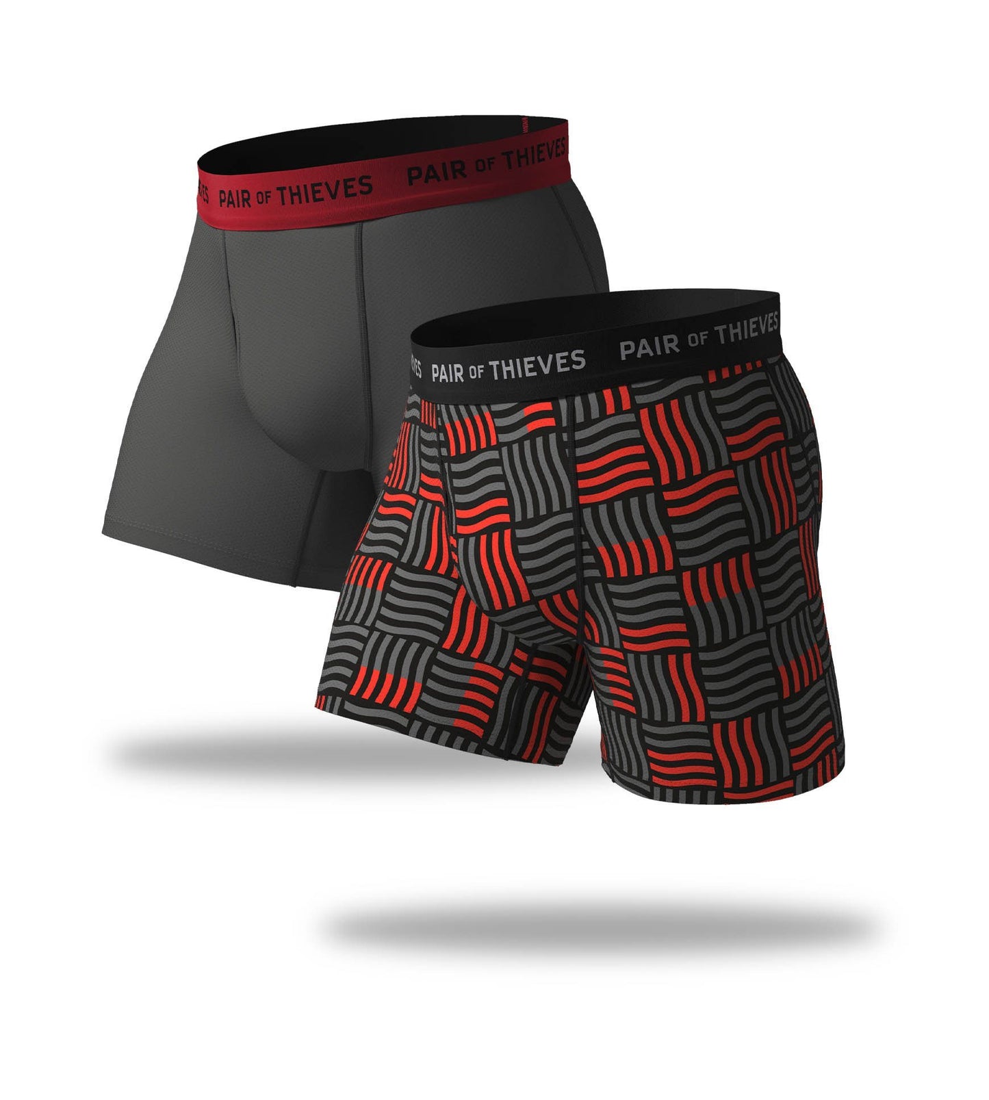 SuperFit Boxer Briefs 2 Pack, black red and grey