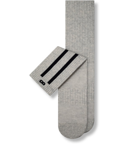 Men’s cushion crew socks gray with black stripes