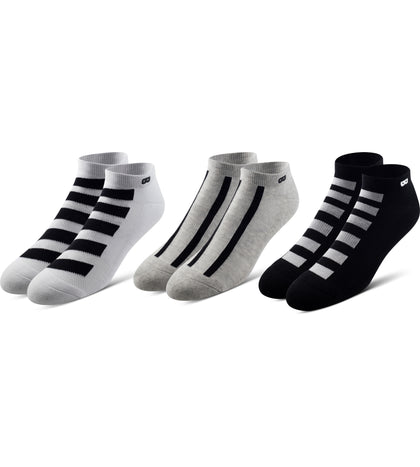 Men’s cushion low cut socks 3 pack, white gray and black