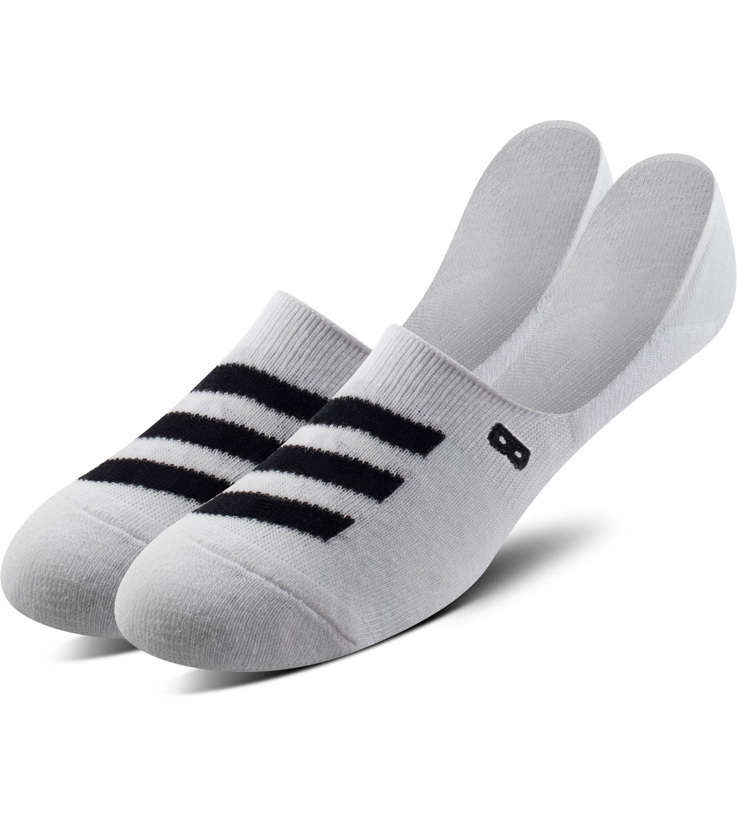 Men’s cushion no show socks white with black stripes