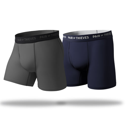 Men's Underwear SuperFit + SuperSoft Try Both Boxer Brief 2 Pack DARK NAVY/MED.GREY